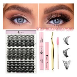 Mafita Blister Maquillaje Extensión Kit Para Pestañas Li Lash Mink Rizado Postizas Diy Accesorios Fibras Mix Pack 30d/40d/50d 8-16mm Espesor 0.07mm co