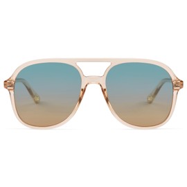 SOJOS Retro Polarized Aviator Sunglasses for Women Men Classic 70s Vintage Trendy Square Aviators SJ2174, Clear Brown/Green Gradient Brown