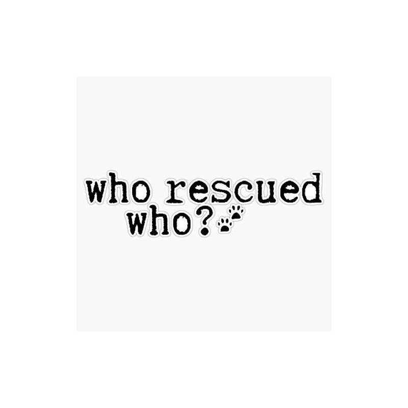 Who Rescued Who Waterproof Vinyl Window Bumper Sticker Decal 5"