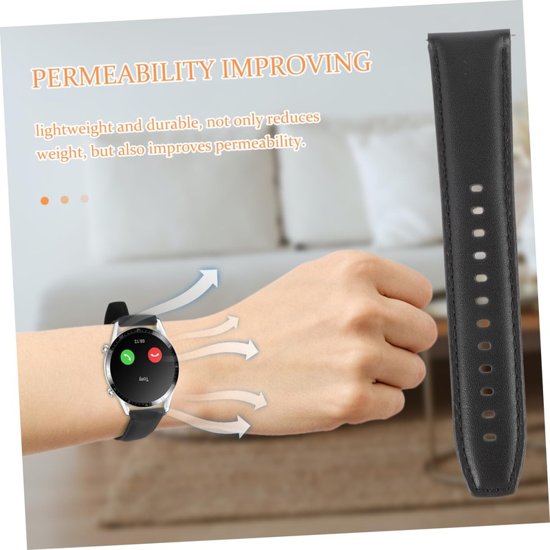 OHPHCALL Watch Band for Leather Replacement Strap Black Unisex Design