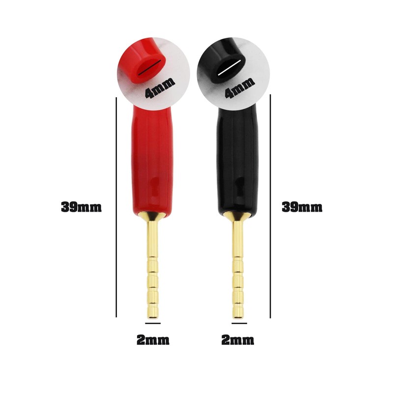 ECSiNG 8pcs 2mm Gold Plated Screw Type Banana Plug Speaker