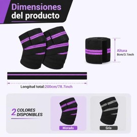 1par Rodilleras gym, vendas para rodillas gym, rodilleras de compresión para levantamiento de pesas, Knee Wraps ajustables para fitness, entrenamiento