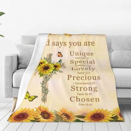 shangtiezao God Says You are blanket 50"x40" Christian Gifts Blanket Religious Gifts Blankets with Bible Verse and Inspirational Thoughts sunflower blanket for women girls