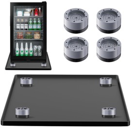 Mini Fridge Silicone Mat with 4 Base Raisers, 20" x 20" x 0.7" Under Refrigerator Mat, Mini Fridge Drip Pan Prevents Appliance Leakage Water Spills, for Washing Machines, Dishwashers, Air Conditioner