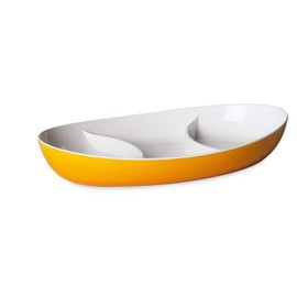 Omada Design Servierteller aus Resistenten, Unzerbrechlich und Zweibunten Kunststoff. Made in Italy, Linea Trendy, Länge: 28 cm, Spülmaschinenfest, Ideal für Aperitifis, Gelb Farbe
