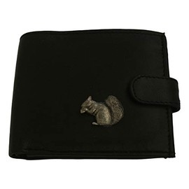 Squirrel Black Leather Mens Wallet RFID Protection
