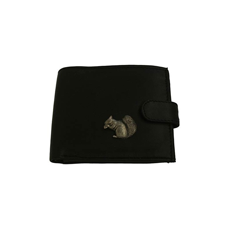 Squirrel Black Leather Mens Wallet RFID Protection