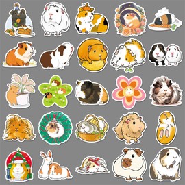 50 Pcs Guinea Pig Stickers for Laptop Water Bottles,Bicycle,Skateboard,Computer,Cartoon Animal Cute Style Decorative Stickers Waterproof Vinyl,Graffiti Stickers for Girls Boys Children Teens