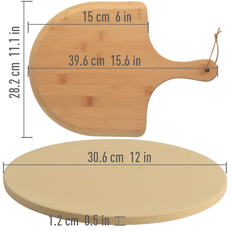 homEdge Pizza Stone Set, Heavy Duty Round Cordierite Baking Stone