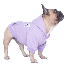 iChoue Pug Clothes Hoodies for Dogs Puppy French Bulldog Frenchie English Boston Terrier Bully Pitbull Sweatshirt Sweater Clothing Cold Weather Winter Coats - Light Purple/Small