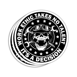 MAIANEY (3 Pcs) Work Ethic Takes No Talent It's A Decision Sticker Hard Hat Stickers Proud Blue Collar Stickers Mechanic Skull Stickers Gifts Decorations Toolbox Laptop Water Bottle Car Window 3"x4"