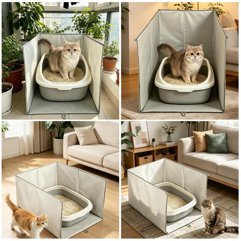 Cat Litter Box Enclosure Splash Guard, Waterproof Litter Box Cover