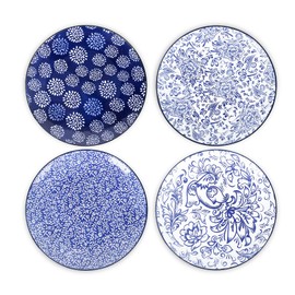 Selamica Ceramic Dinner Plates set of 4, 10.5 Inch Ceramic Plates for Kitchen, Large Serving Plates for Pasta Salad Steak, Microwave Dishwasher Safe, Blue