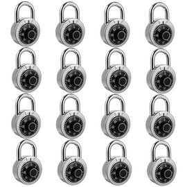 HZSY Combination Padlock 16 Pack, Fixed Dial Combination Padlock with Different Combinations, 2 in. Wide. Black Turntable, Lock for Gym & Locker, School, Toolbox, and More