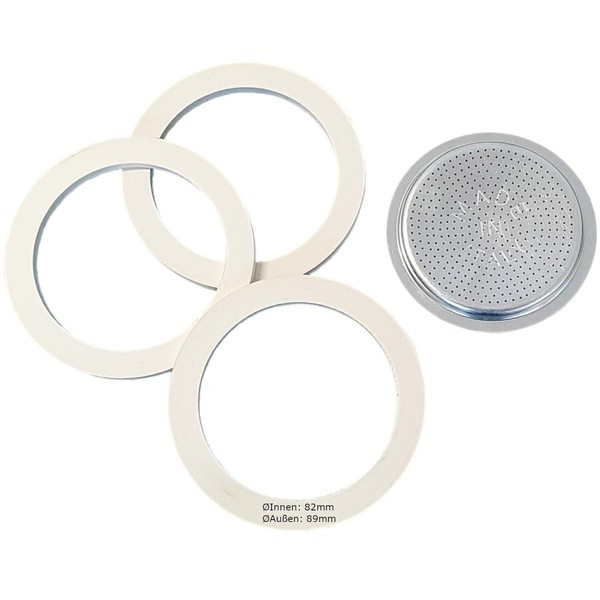 Harren24 Filter and Seal for Espresso Maker, Compatible with Bialetti Espresso Pot for 1 or 2 Cups, Outer Diameter 53 mm, 5.3 cm, Inner Diameter 47 mm, 4.7 cm, Replacement Seal, Sealing Ring