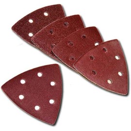 Unifizz 10 Pack Triangular Sandpaper, Oscillating Multitool Sanding Pads Hook and Loop 90 * 90 * 90mm Sanding Paper 6 Holes Detail Sander Sandpaper 180 Grit