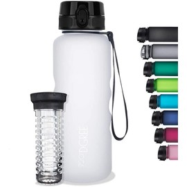 720°DGREE 'uberBottle' softTouch Water Bottle 1.5 L + Fruit Container, BPA-Free, Water Bottle for Gym, Fitness, Outdoor, Hiking, XL Tritan Sports Bottle: Large, Lightweight, Shockproof, Reusable