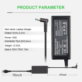19.5V 2.31A 45W Charger for HP is 13252 60950-1 HP Pavilion x360 742436-001 L25296-001 L25296-002 L25296-003 741727-001 Smart Blue Tip Power Adapter