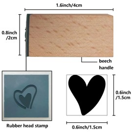 PRESSINART Wooden Heart Stamp for Crafting 1.5cm Mini Rubber Stamps