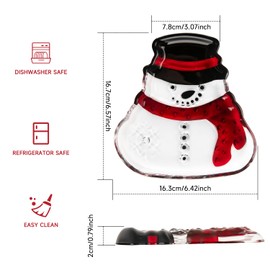 SHOWLOUE Glass Candy Platter, Snowman Dishes Dessert Serving Plates Christmas Candy Tray Decorative Plates for Holiday Xmas Festive Party Favor