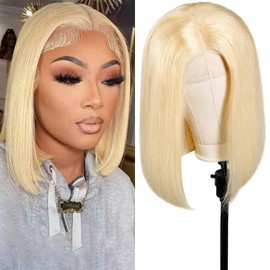 613 Blonde Bob Wig Human hair 180 Density 13x4 Blonde Lace Front Wigs Human Hair Pre Plucked With Baby Hair 12 Inch 613 Bob Wig human hair Straight Glueless Wigs For Women