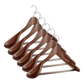 Universo en Linea Set 6 Gancho De Madera Hombro Ancho Para Prendas Pesadas