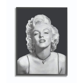 Stupell Industries Marilyn Monroe White Portrait Illustration Black Framed Wall Art, 16x20, Multicolor