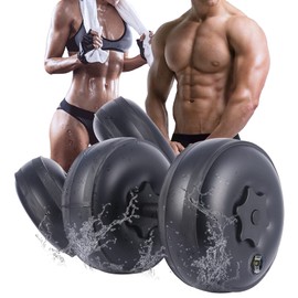 DEIRIS Water Dumbbells Set 10~35kg Adjustable Gym Fitness Home Dumbbells 2 in 1 Water Filled Dumbbells Travel Dumbbells Portable Safe Water Free Weights Dumbbell (Black 8~10KG pair)