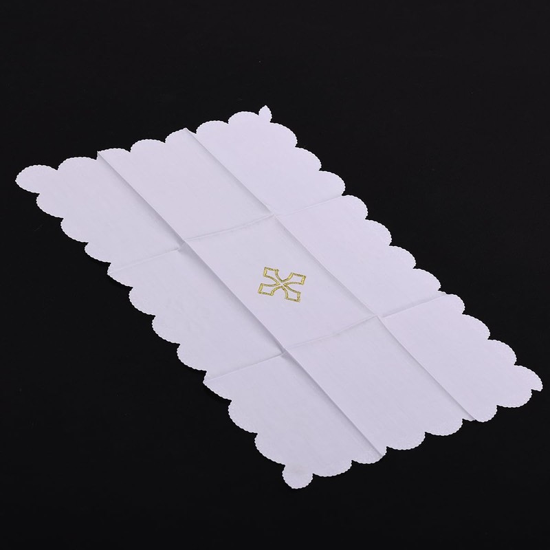 BLESSUME Church Mass Altar Cloth Purificator Cloth Cross Embroidery (White