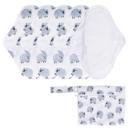 FTVOGUE 5 uds. Almohadillas Menstruales Lavables Almohadillas Femeninas Almohadillas Sanitarias Reutilizables Materiales de Primera Calidad con Bolsa de Almacenamiento para Viajes o (Oveja)