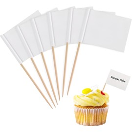 100 Pcs Food Labels for Buffet, Toothpick Food Flags, Food Flags for Party Food, Cheeseplate & Cupcake Toppers, Cheese Labels, Fruit Salad Cocktail Sticks, DIY Stick Flags Charcuterie Labels(White)