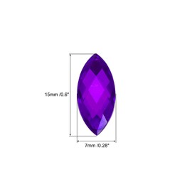 MECCANIXITY 50Pcs Acrylic Horse Eye Gems 7x15mm Flat Back Artificial Rhinestones for DIY Crafts Bead Wedding Party Face Painting Jewelry Making Violet