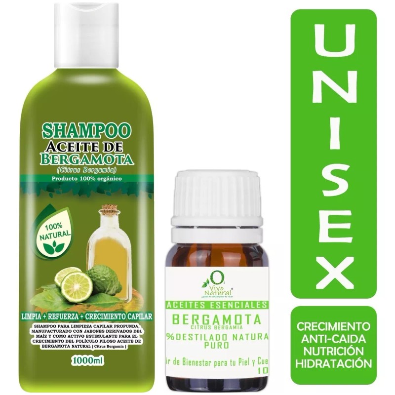 VIVONATURAL Shampoo De Bergamota 1 Litro Mas Aceite Gratis