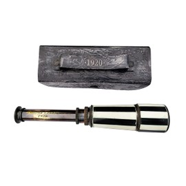 Handheld Marine Solid Brass Telescope, 16" Pirate Monocular Telescope - DOLLOND London Functional Vintage Replica Nautical Antique Spyglass Telescope with Leather Case