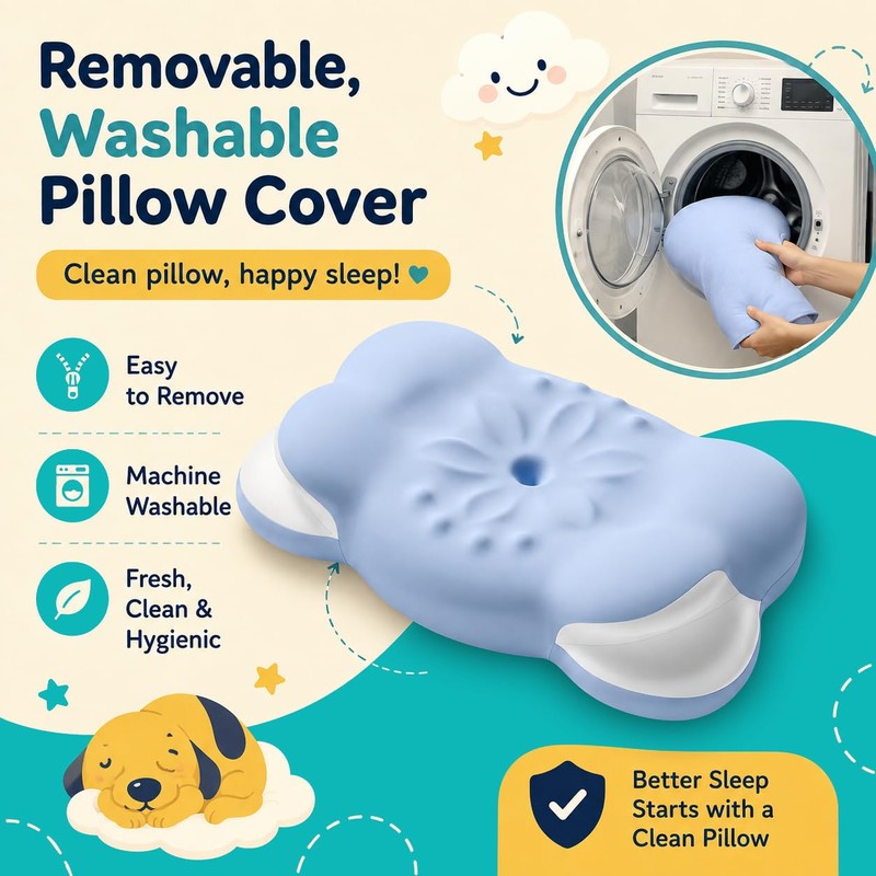 Memory Foam Cervical Pillow with Ear Relief Zone for Side