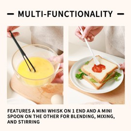 3Pack Tiny Whisk Multifunctional Mini Whisk Set Mini Spoon and Small Whisks for Cooking Silicone Coated Wired and Plastic Miniature Whisks for Blending Whisking Beating Ingredients