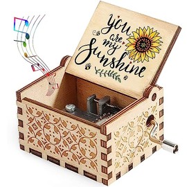 Wooden Music Box for Daughter Son Wife Dad Husband Girlfriend,Tune You Are My Sunshine,Laser Engraved Wood Musical Box,Vintage Gift to Kids Mum on Birthday,Christmas,Childrenâs Day,Anniversary