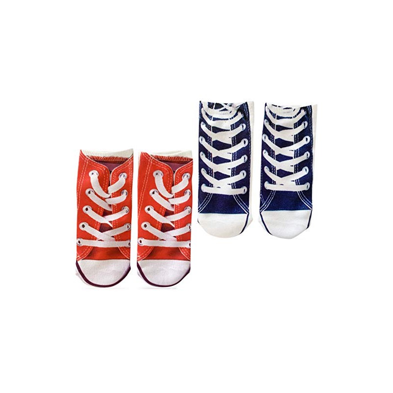 Hapros Printed Canvas Sneakers Funny Ankle Socks (2 Pack) Blue,