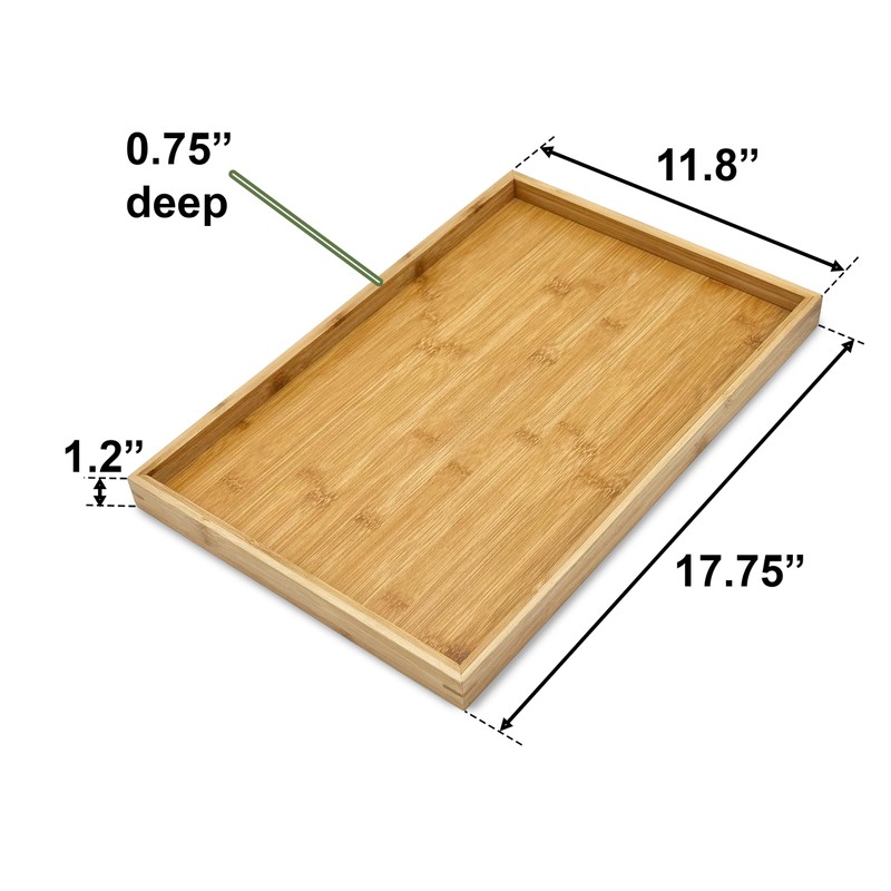 Bam & Boo Natural Bamboo Serving Tray Modern Rectangular (Bamboo,