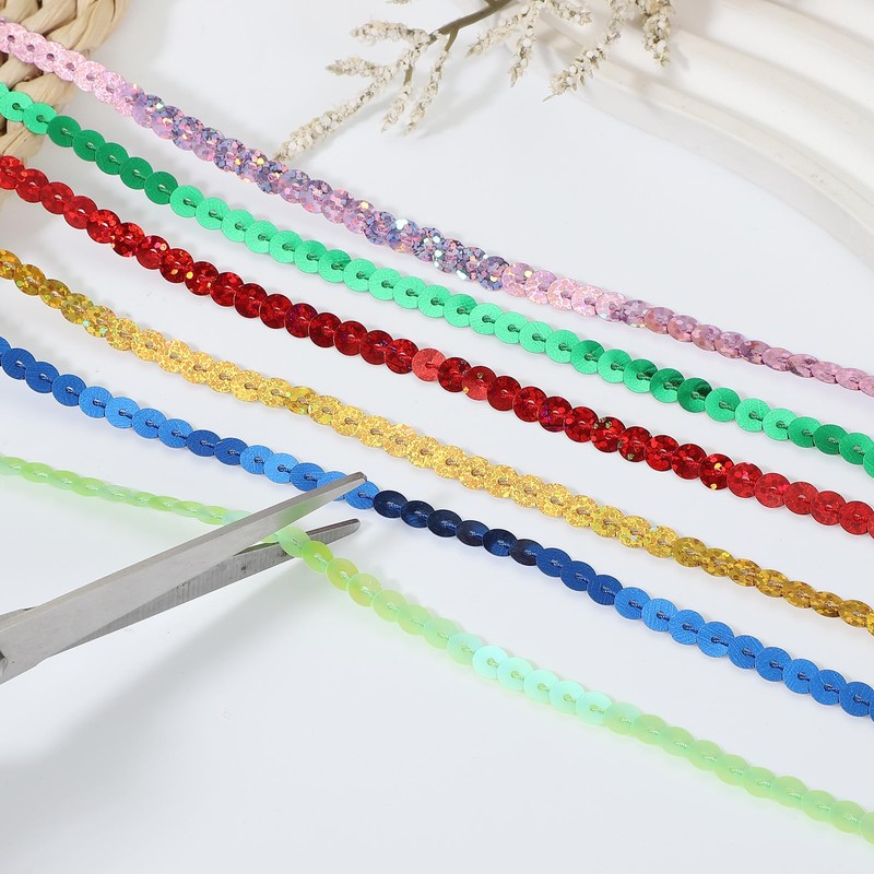 sourcing map 11 Yard Flat Sequin Strip, 6mm Paillette Sequins