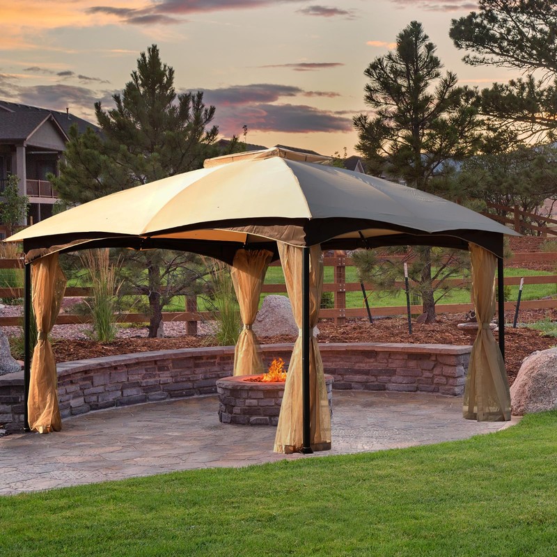 Aoodor 10 x 12 ft Patio Gazebo Canopy Fabric Replacement,
