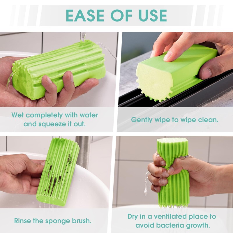 4 Pack Damp Dusting Sponge Duster, Green Dust Cleaning Sponge,