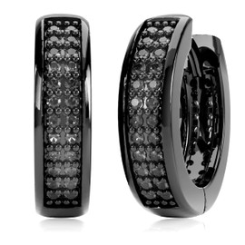 KETRYEP Black Hoop Earrings Cubic Zirconia Earrings for Men Iced Out Black Diamond Earrings Huggie Earrings for Women Jewelry Gift (Black(Small))