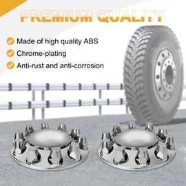 HQALTY Chrome Dome 2 Front Axle Cover Kit with 32mm/33mm Thread-on Lug Nut Covers with Removable Hub Caps for Semi Truck (Installation Tool Included)