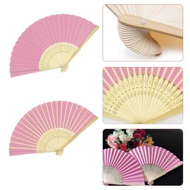 Woohome 15 PCS Hand Fan Foldable Paper Fan for Dancing, Part, Picnic, Wedding Party Gift, Guest Favour Wedding Decoration (Pink)