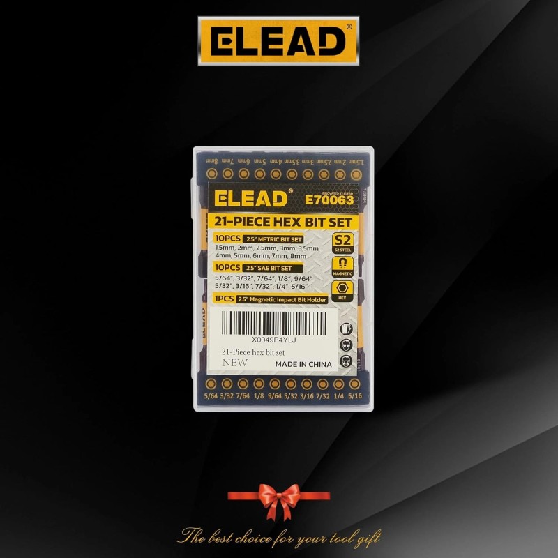 ELEAD Allen-Wrench Hex Drill Bit Set: 21PCS Durable Impact Allen
