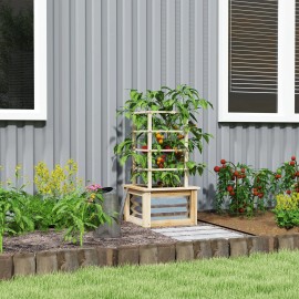 Galvanized Planter Box Wooden Trellis Elevated Garden Bed for Garden Patio Natural Wood Raised Garden Bed Fencing Trellis Gatescolor: default