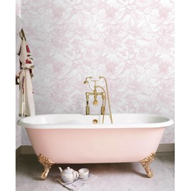 Ismoon Large Floral Peel and Stick Wallpaper Boho White/Pink Contact Paper 17.3inx32.7ft Removable Self Adhesive Bedroom Cabinet Mural Wall Decor Vinyl Roll