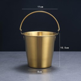 Stainless Steel Ice Bucket, Mini Metal Bucket, Drinkware, Champagne Bucket with Handle for Party Decorations in the Home Bar, 4.3 x 4.1 x 3.1 Inches (Gold)