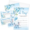 Oh Boy Baby Shower Invitations Kit, Blue Elephant Gender Reveal